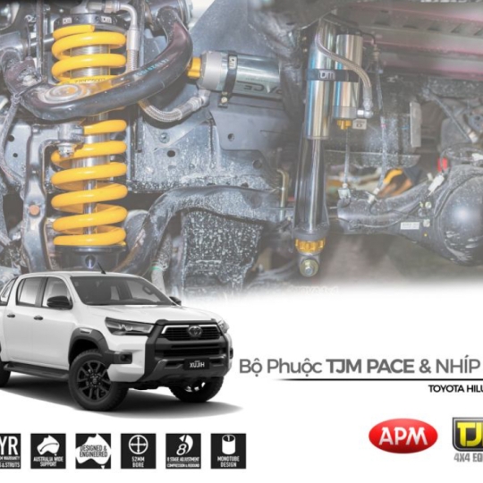 Full Set giảm xóc hiệu suất cao cho Toyota Hilux với Bộ Phuộc TJM Pace & Nhíp APM