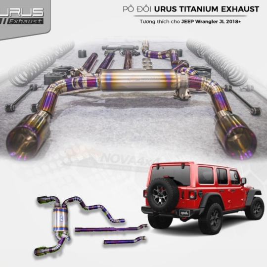 Pô URUS Titanium điều chỉnh 2 chế độ cho Jeep Wrangler JL (2018+)
