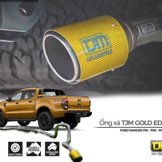 Ống xả đơn TJM Exhaust – Gold Carbon Tail cho xe Ford Ranger 2014+