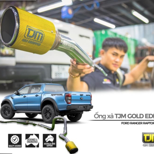 Ống xả đơn TJM Exhaust – Gold Carbon Tail cho xe Raptor 2018+