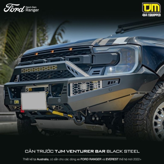 Cản trước TJM Venturer Bar Black Steel cho Ford Ranger Next-Gen