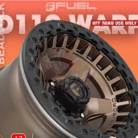 Mâm Fuel WARP Beadlock D119 17×9 | 6×139.7 | ET-15 (Màu Đồng viền Đen)