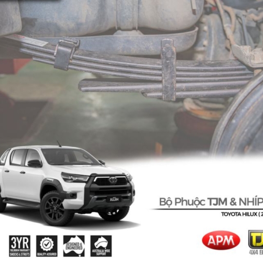 Full Set giảm xóc cho Toyota Hilux với Bộ Phuộc TJM Comfort & Nhíp APM