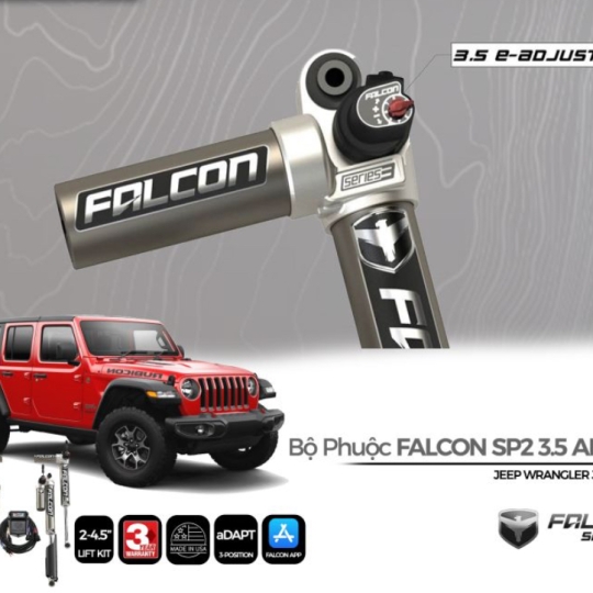 Bộ Phuộc thích ứng Falcon SP2 3.5 aDAPT Piggyback cho Jeep Wrangler JL (2-4.5” Lift)