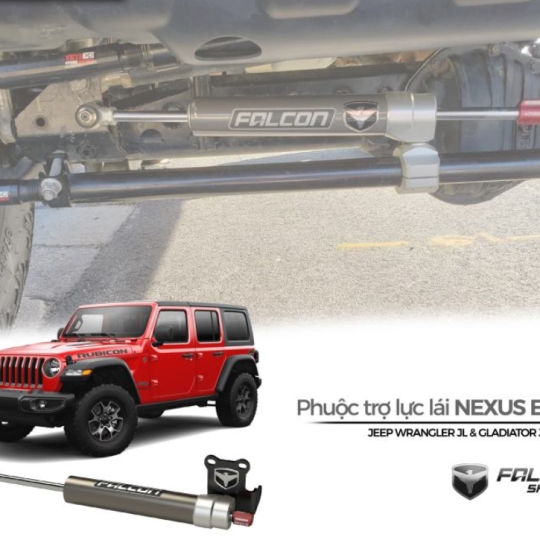 Phuộc trợ lực lái điều chỉnh 3 vị trí Falcon Nexus EF 2.2 Steering Stabilizer cho Jeep JL & JT