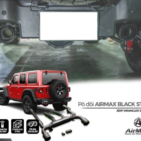 Pô đôi AirMax Black Steel – Điều chỉnh 2 chế độ dành cho Jeep Wrangler JL