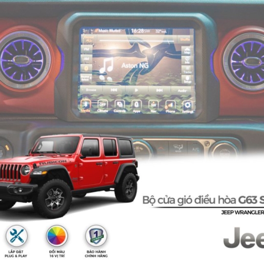 Bộ cửa gió điều hòa kiểu Turbine G63 và đèn Led đổi màu nội thất cho Jeep Wrangler