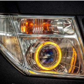 Mẫu đèn độ Nissan Navara D40 2012 (Độ Bi | Vòng Angel Eyes | Mắt quỷ)