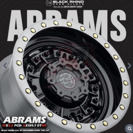 MÂM BLACK RHINO ABRAMS 17×8.5 | 6×139.7 | ET00 | CB112.1 (MÀU ĐEN BÓNG VIỀN GHI)