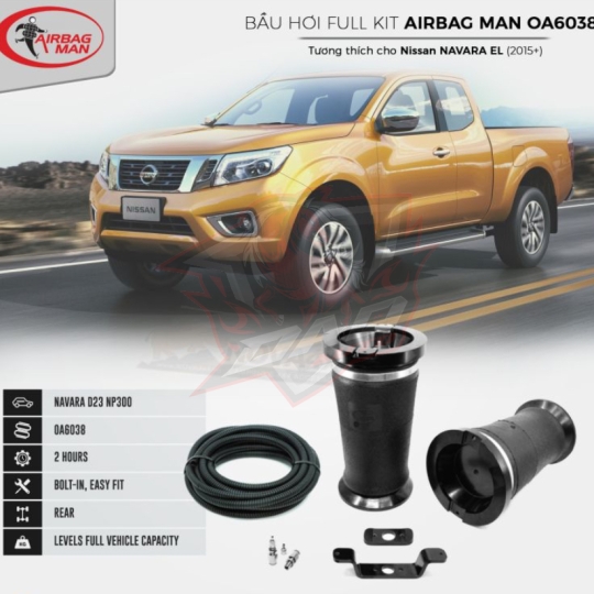Bầu hơi Airbag Man OA6038 Full Kit cho Nissan Navara EL (Lò xo sau)