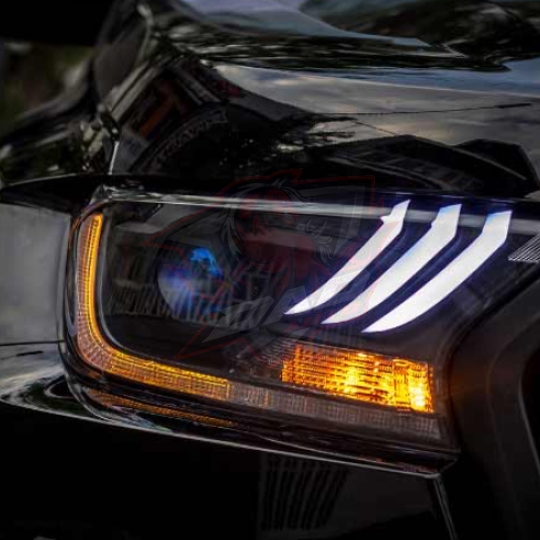 Mẫu đèn độ Ranger Raptor 2019 (Bi Xenon + Sọc Mustang + Signal chạy)