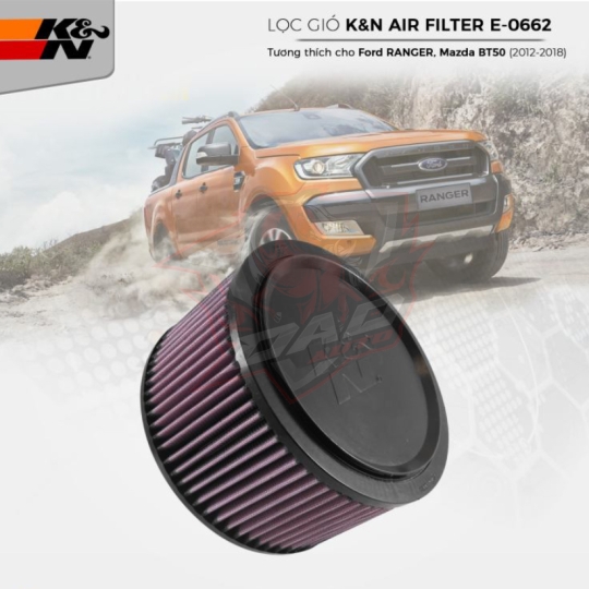 Lọc gió K&N E-0662 cho Ford Ranger và Mazda BT-50 (động cơ 2.2 & 3.2)
