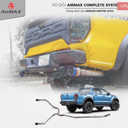 Pô đôi AirMAX Complete Exhaust System V2 cho Ranger Raptor
