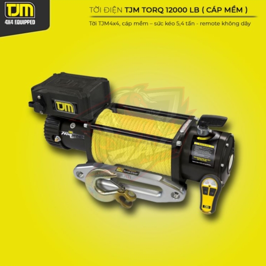Tời điện TJM Torq 12000 lb (Cáp mềm Synthetic + Remote không dây)