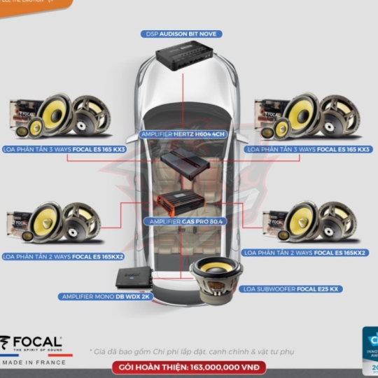 Gói độ âm thanh xe hơi cao cấp Full Active 3 ways