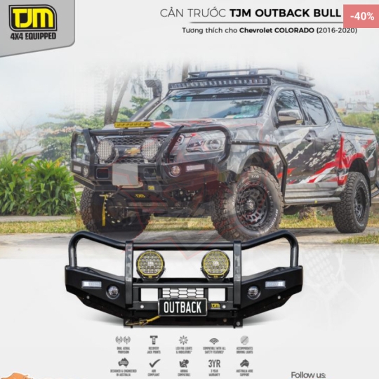Cản TJM Outback Bull Bar T13 cho Chevrolet Colorado và Trailblazer (2016+)