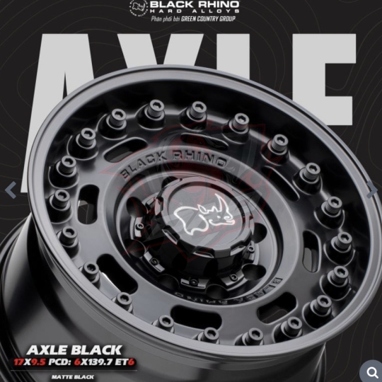 Black Rhino® - Mâm Black Rhino Axle 17×9.5 | 6/139.7 | ET06 | CB112.1 (Màu Đen mờ)