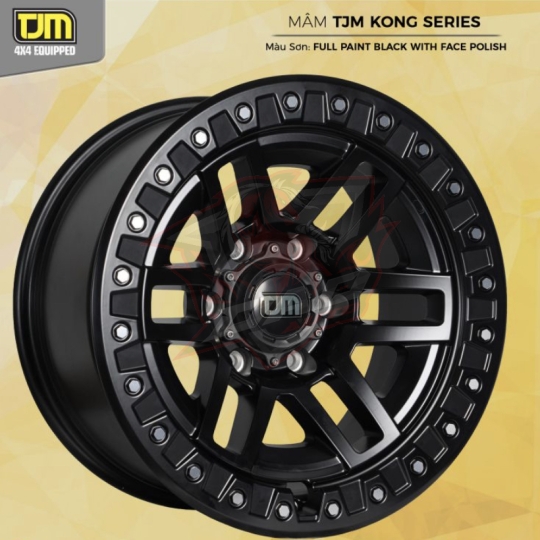 TJM4x4® - Mâm TJM Kong Series 20×9.5 | 6×139.7 | ET00 | Màu Đen – Viền Ốc trắng